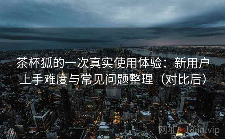茶杯狐的一次真实使用体验：新用户上手难度与常见问题整理（对比后）