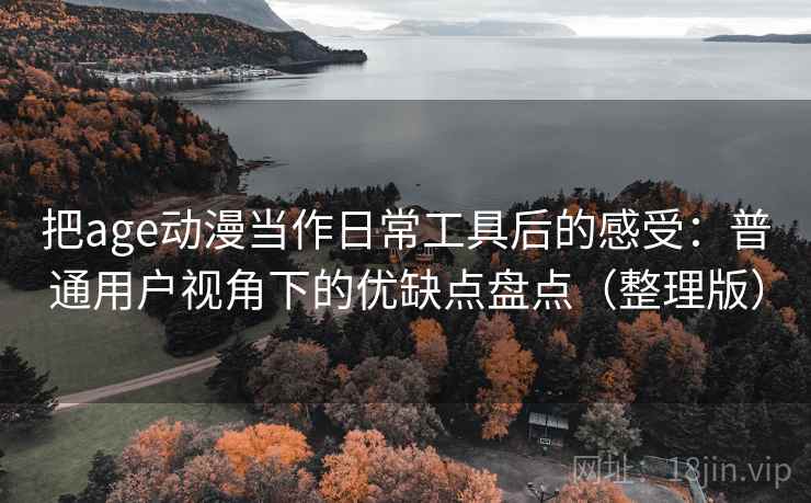 把age动漫当作日常工具后的感受：普通用户视角下的优缺点盘点（整理版）