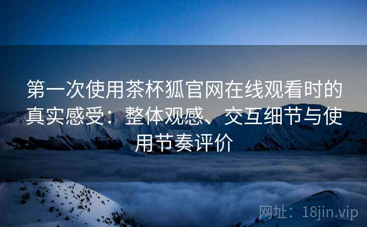 第一次使用茶杯狐官网在线观看时的真实感受：整体观感、交互细节与使用节奏评价