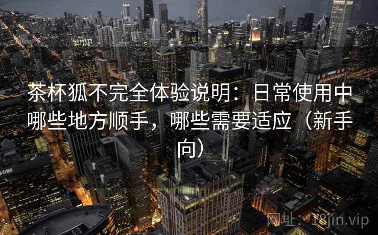 茶杯狐不完全体验说明：日常使用中哪些地方顺手，哪些需要适应（新手向）