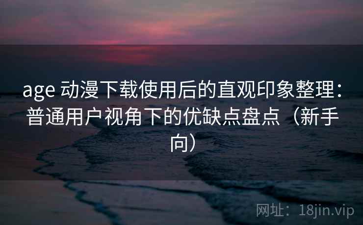 age 动漫下载使用后的直观印象整理：普通用户视角下的优缺点盘点（新手向）