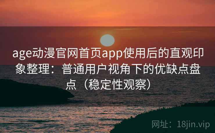 age动漫官网首页app使用后的直观印象整理：普通用户视角下的优缺点盘点（稳定性观察）